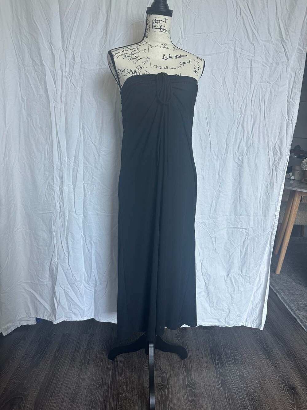 FP Beach Black Strapless Ruched Detail Maxi Dress